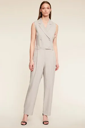 Motivi Long Double-breasted Jumpsuit Grey