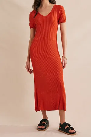 Boden Angled Empire Knitted Dress Kumquat