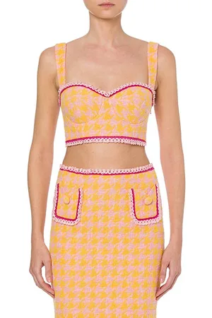 Moschino Houndstooth Cotton And Nylon Bralette Orange
