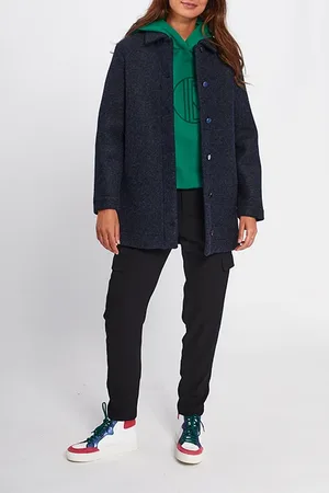 ICODE Black Marl Scuba Fabric Coat Black