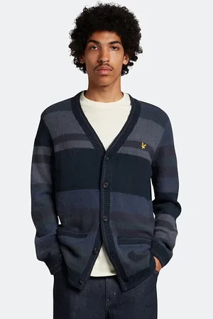 Lyle & Scott Textured Stripe Cardigan Z271 Dark Navy