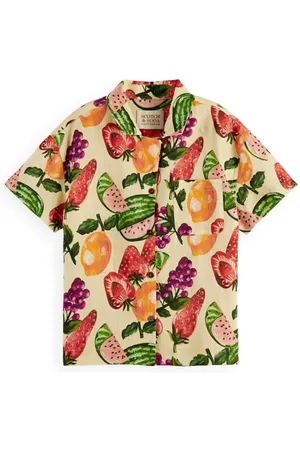 Scotch&Soda All-over Printed Linen-blend Short-sleeved Shirt Fruit Allov