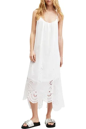 AllSaints Areena Emb Dress Optic White