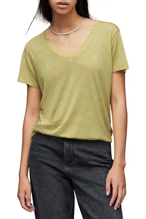 AllSaints Emelyn Shimmer Tee Sunny Lime Green