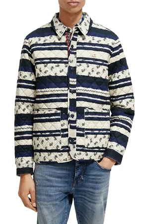 Scotch&Soda Quilted Allover Printed Shirt Jacket Blue Paisley Stripe