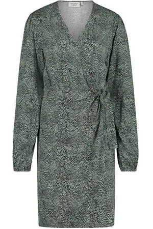 ANOTHER LABEL Mia Dress L/s Grey Green Animal
