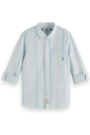 Scotch&Soda Regular-fit - Yarn-dyed Stripe Cotton Linen Shirt Blue/white