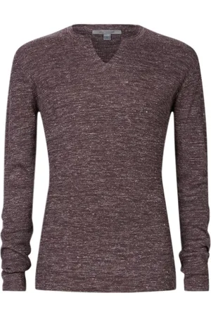 John Varvatos Travis Ls Rib Henley With Open Placket Licorice