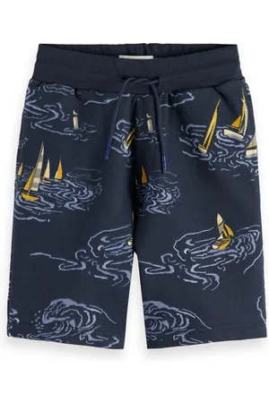 Scotch&Soda Mid Length - Allover Print Sweatshorts Sailboats Night