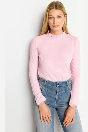 Rich & Royal Organic Slub Frill Longsleeve Rose Shadow