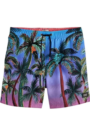 Scotch&Soda Mid Length - Placement Printed Swimshort Navy Aop Palmtrees