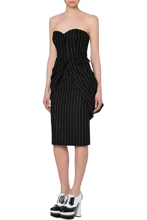 Moschino Stretch Pinstripe Bustier Top Black