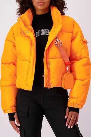 Black Bananas Cropped Belt Jacket Orange