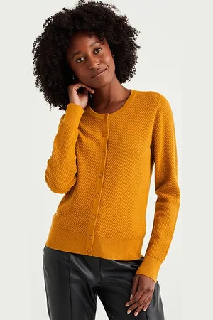 WE Fashion Knitted Cardigan Mustard Yellow