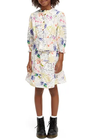 Scotch&Soda Girls All-over Printed Lace Detail Cotton Top Iconic