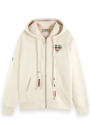 Scotch&Soda Born To Love - Zip Through Hoodie Ecru