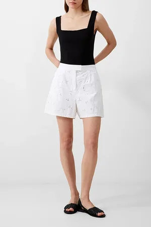 French Connection Rhodes Cotton Embroider Shorts White