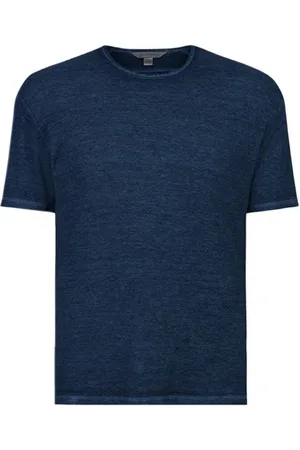 John Varvatos Sutton Slim Fit Ss Rib Crew With Burn Ou Capri Blue
