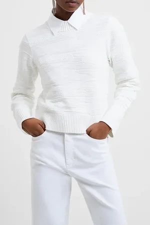 French Connection Kimmi Jumper Ls Crew Nk Sweatr White