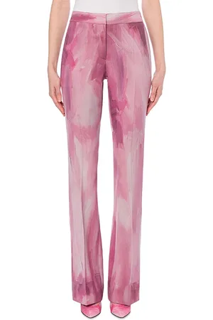 Moschino Painting Wool Satin Flare Trousers Pink