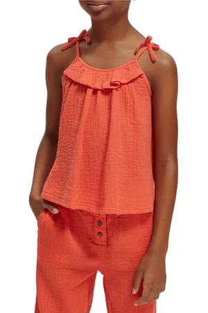 Scotch&Soda Girls Crinkle Cotton Top Strawberry