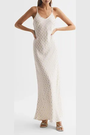 Reiss Louisa Maxi Dress White/gold