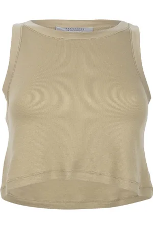 AllSaints Rina Cropped Tank Pale Olive Green