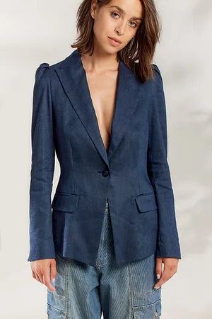 Summum Woman Blazer Linen Blend Night Sky