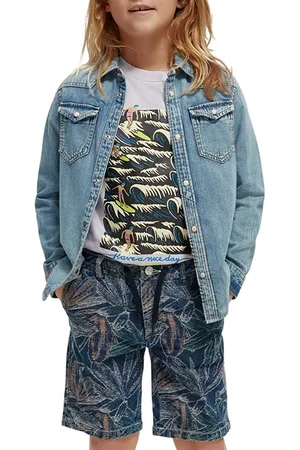 Scotch&Soda Boys Reworked And Customized Denim Western Shirt Indigo