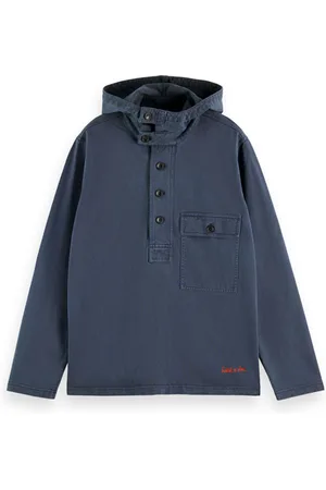 Scotch&Soda Pop-over Washed Cotton Jersey Hoodie In Organic Cotton Night