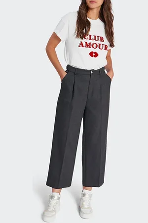 ICODE Charcoal Cropped Suit Trousers