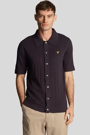 Lyle & Scott Textured Stripe Polo Dark Navy