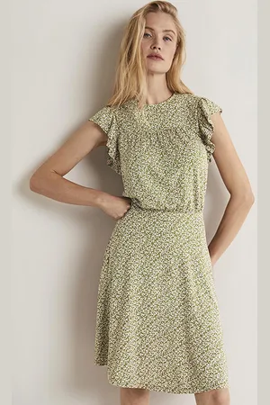 Boden Ruffle Printed Mini Dress Grn