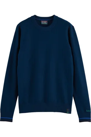 Scotch&Soda Wool-blend Structured Crewneck Pullover Bottle Green Melange