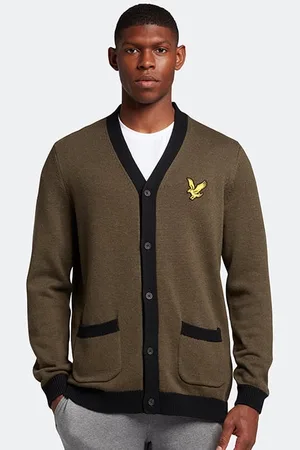 Lyle & Scott Block Marl Cardigan Olive Marl/jet Black