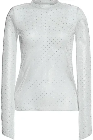 Rich & Royal Metallic Mesh Longsleeve With Rhinestones Pebble Grey