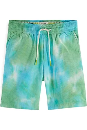 Scotch&Soda Tie-dyed Elasticated Waistband Corduroy Shorts Aqua Tie Dye
