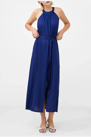 French Connection Halter Viscose Relaxed Dress Blue