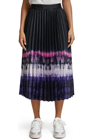 Scotch&Soda Printed Pleated High Rise Midi Skirt Dip Dye Stripe