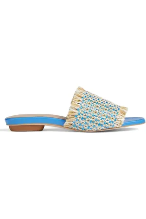 LK Bennett Fls Meera Woven Raffia Blue/cream