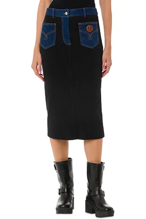 Moschino Denim Details Recycled Cotton Skirt Black