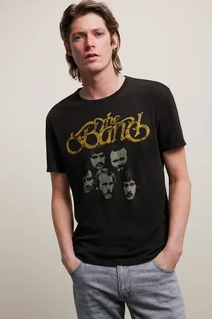 John Varvatos Ss Crew Tee Vintage Wash - The Band Face Black