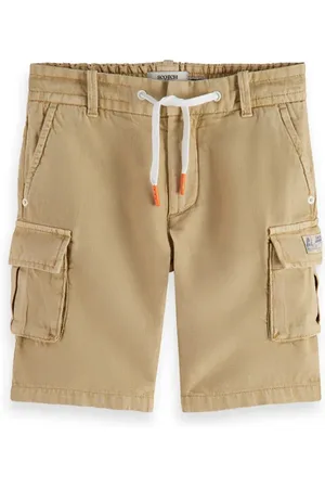 Scotch&Soda Longer-length - Garment-dyed Cotton Linen Cargo Shorts Sand
