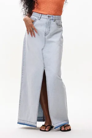 Catwalk Junkie Maxi Denim Skirt Washed Blue