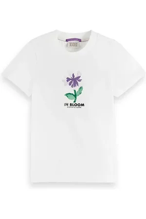 Scotch&Soda Slim-fit Flower Artwork T-shirt White