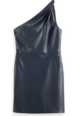 Scotch&Soda Faux Leather Mini Dress With Drape Detail Night
