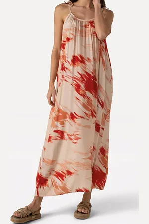 ANOTHER LABEL Emmy Brush Dress Red Brush Print