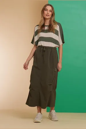 Geisha Cargoskirt Long Pockets Army