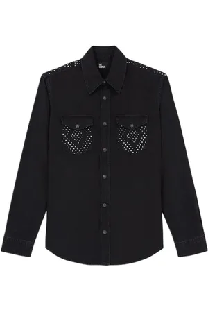 The Kooples Chemise Western Black Denim Avec Stud Black Washed