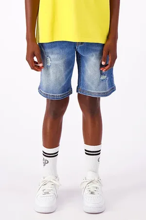 Black Bananas Jr. Straight Fit Denim Shorts Blue